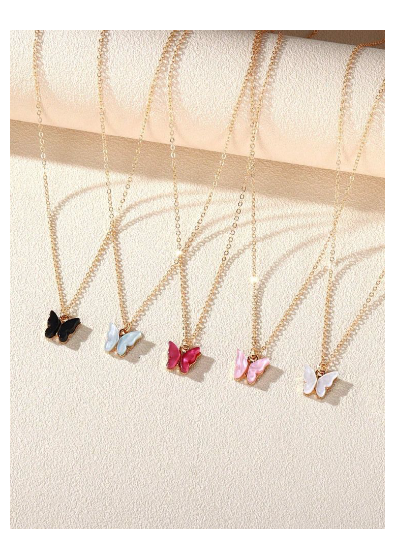 5 Piece Mini Butterfly Shape Necklace Combo