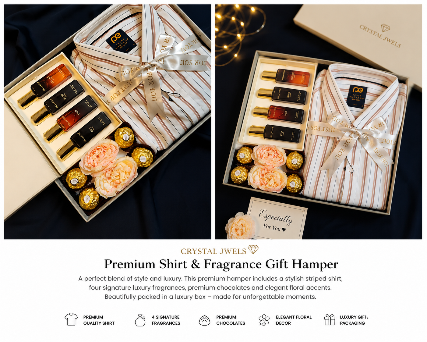 Crystal Jwels – Premium Shirt & Fragrance Gift Hamper